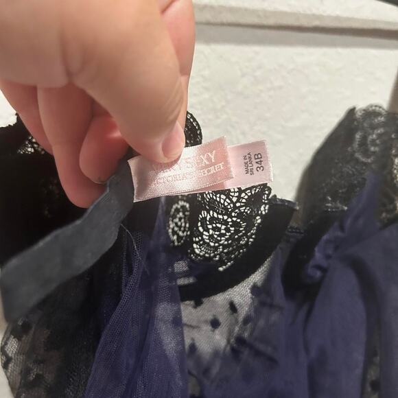 Victoria Secret Very Sexy Navy and Black lace babydoll top lingerie - Picture 6 of 8